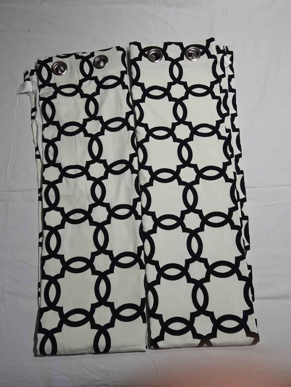 Pier 1 Imports White Black Velvet Arabesque Curtain Panels Set of 2 50